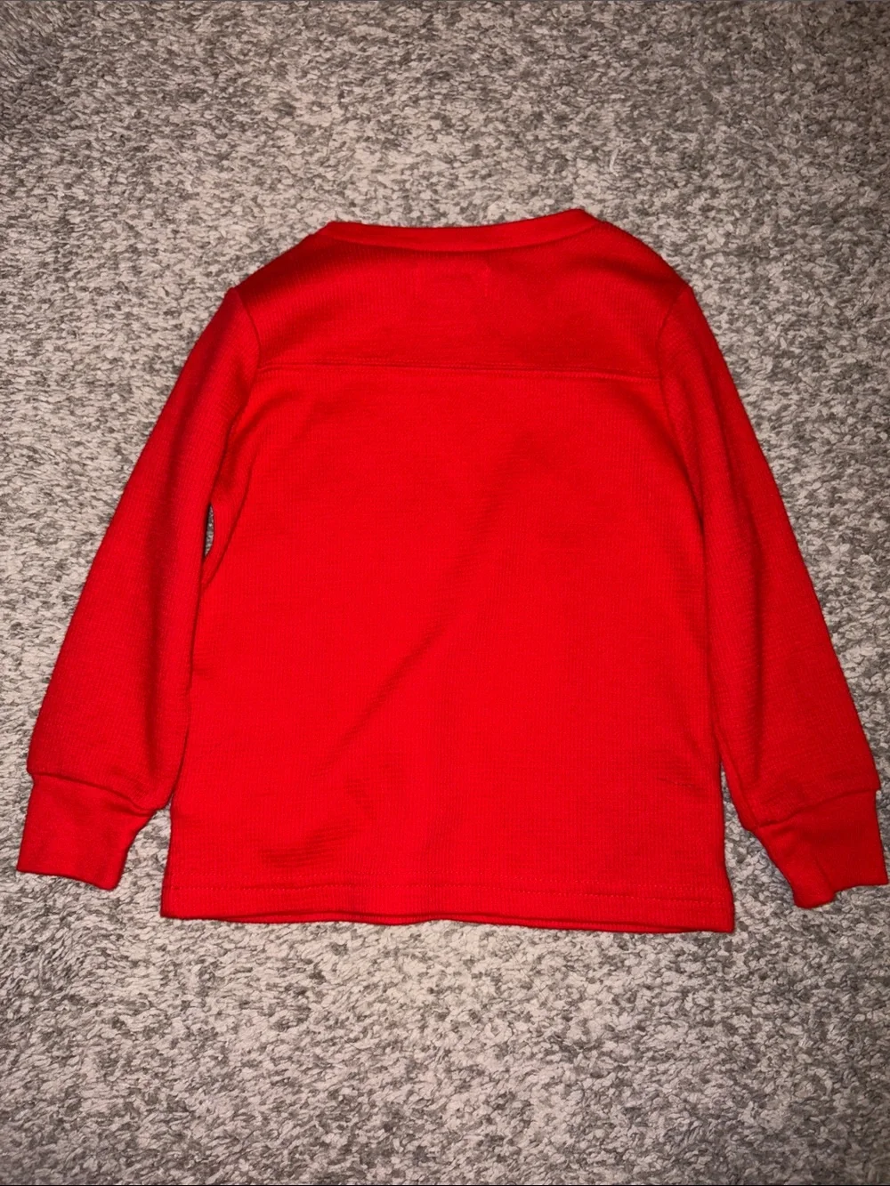 Ralph Lauren Red Long-Sleeve Waffle Knit Crew Shirt with Yellow Pony